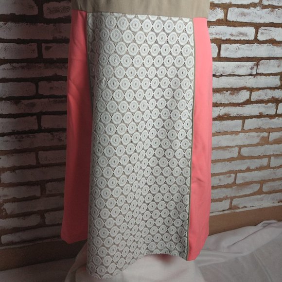 Studio 1 NY Dress Color Block Coral & Ivory w Cro - Picture 4 of 11